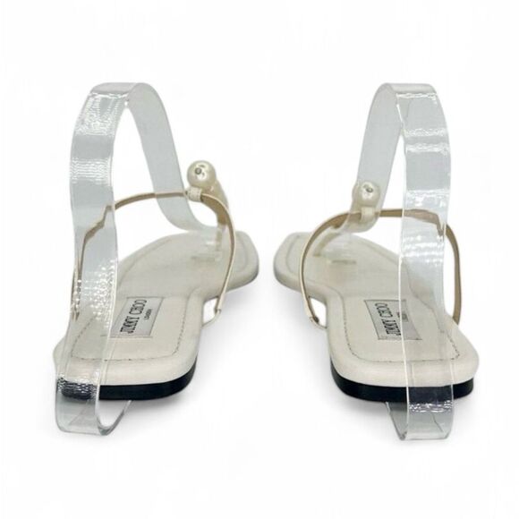 NWT JIMMY CHOO Alaina White Faux Pearl Embellished Thong Flat Sandals Si… - Picture 5 of 9